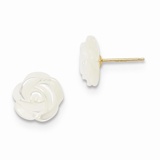 14k 10 mm White Mother of Pearl Flower Post Stud Earrings 14k 10 mm White Mother of Pearl Flower Post Stud Earrings